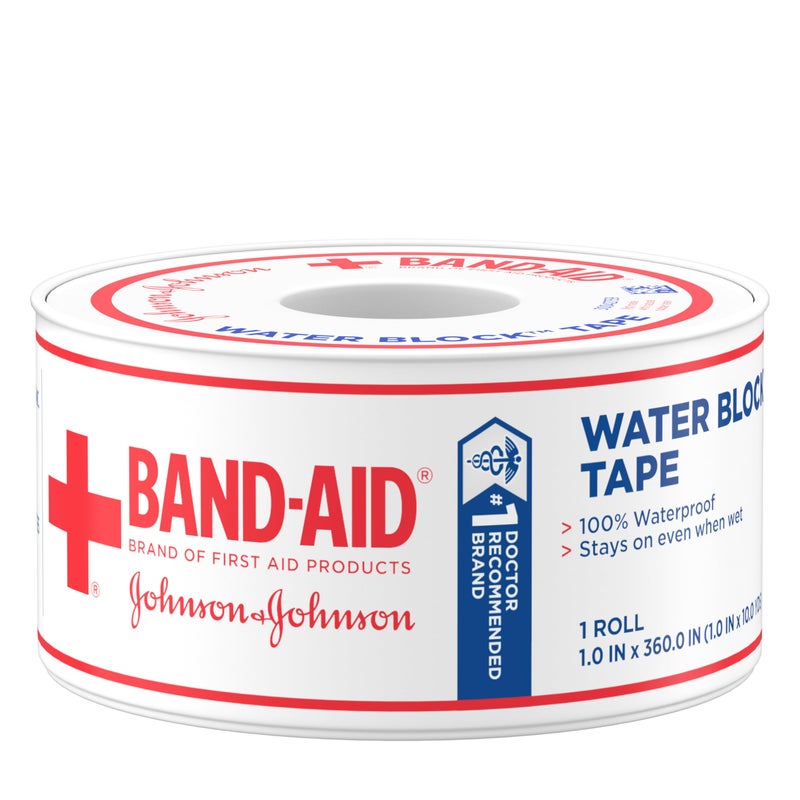 Band-Aid Brand First Aid Water Block 100% Waterproof Self-Adhesive Tape Roll for Durable Wound Care to Firmly Secure Bandages, 1 in by 10 yd - Image 2